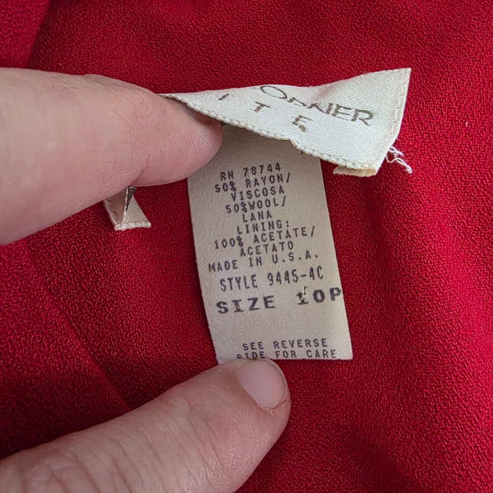 Casual Corner Petite Red Wool Rayon Peplum Sheath Dress Gold Buttons 10P Vintage - Picture 7 of 9